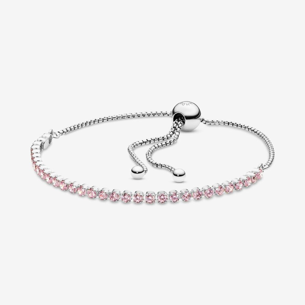 PAN SPARKLING STRAND BRACELET 925 silver women Zirconia pink rose gold Rainbow