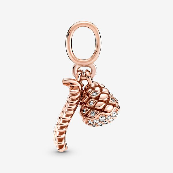 【Moments】Pan Sparkling Pine Cone Dangle Charm 789557C01 Clear 925 silver pendant rose gold