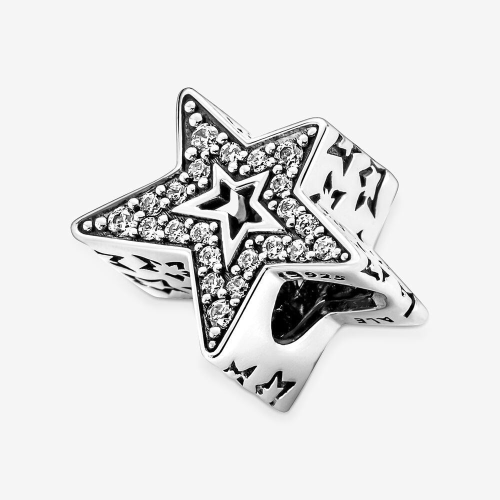 【Moments】Pan Sparkling Asymmetric Star Charm 790016C01 srar charm with stone Sterling silver