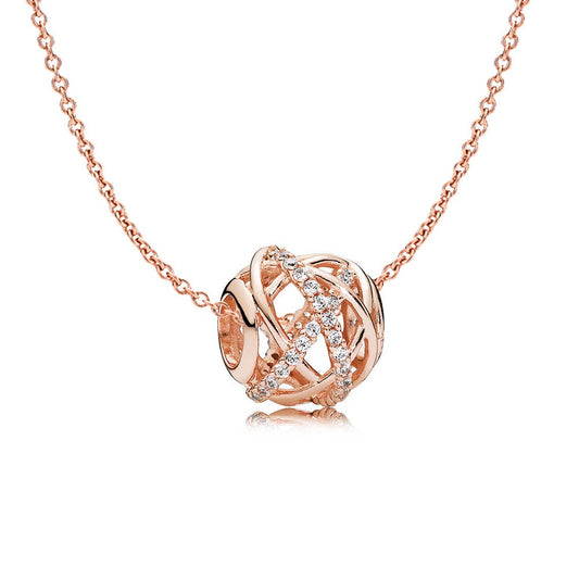 【Moments】Pan ROSE SPARKLING GALAXY NECKLACE 925 silver rose gold 781388CZ