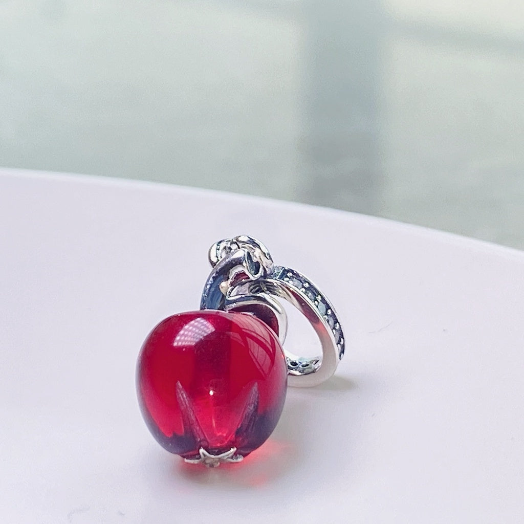 【Moments】Pan Murano Glass Red Apple Dangle Charm 799534C01 925 silver crystal red apple pendant