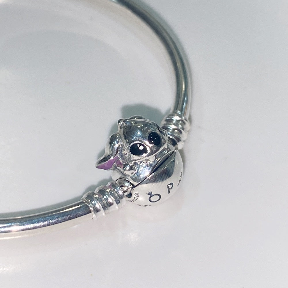 【Moments】PAN Stitch Biting Clasp Bangle 925 silver Cute cartoon 591683C01 bracelet