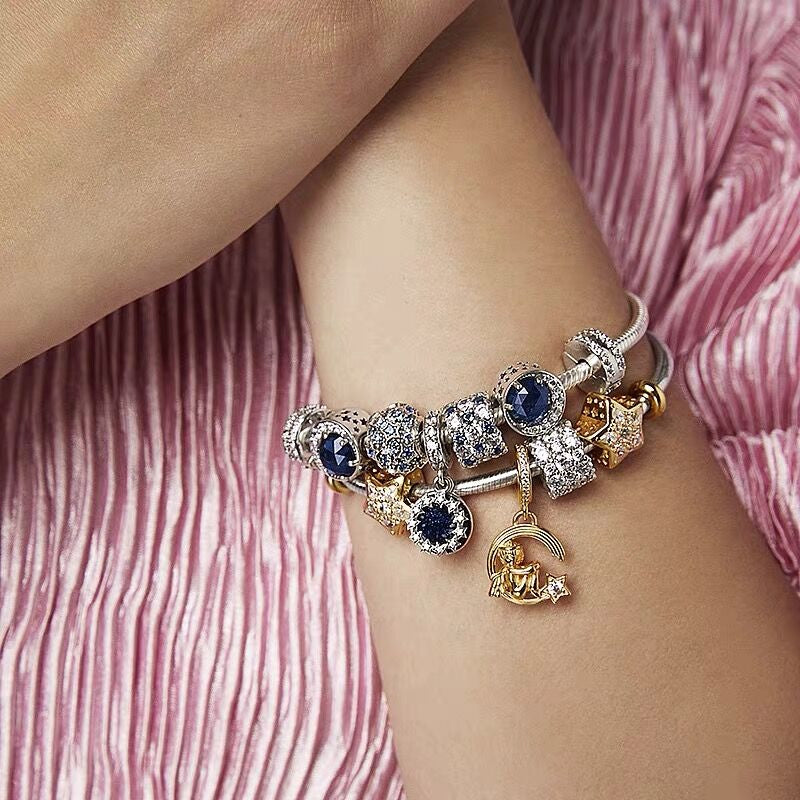 【Moments】Elevated Stars Pavé Charm 925 Silver blue 798467C01