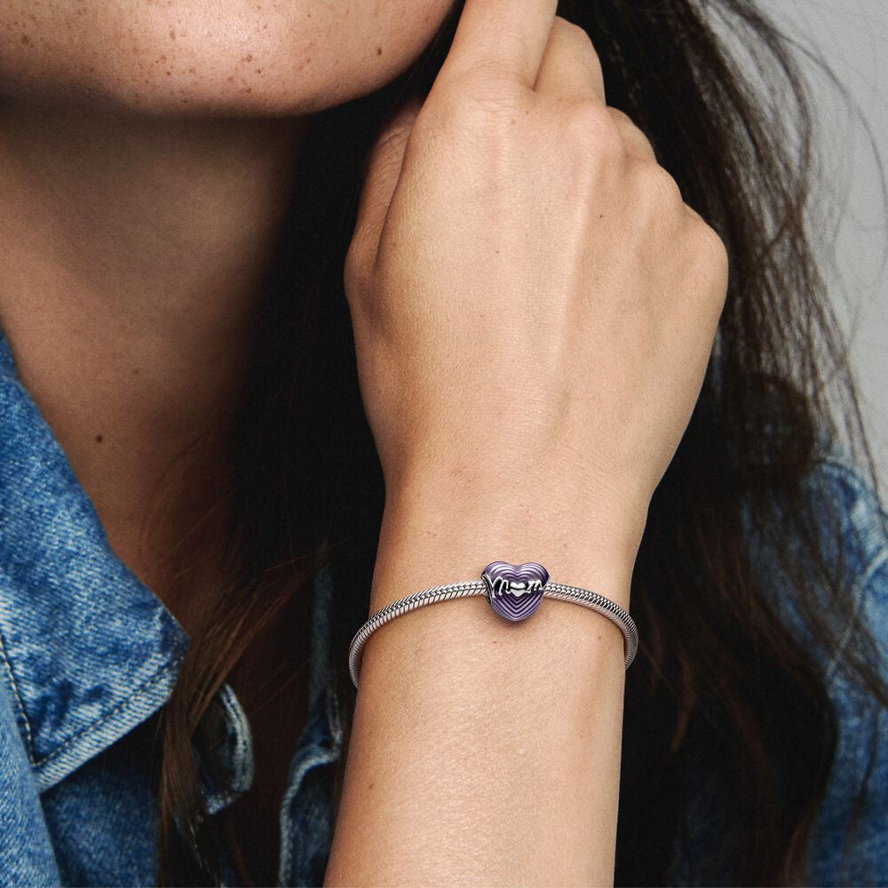 【Moments】Pan Radiating Love Mom Heart Charm 791160C01 791505C01 925 Silver Pink Purple Mother's Day