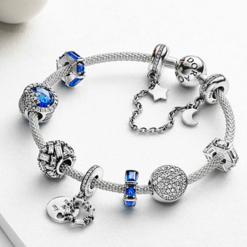 【Moments】Ice Sculpture Spacer Charm 925 silver Bracelet wome for pan 797529NSBL 797529CZ