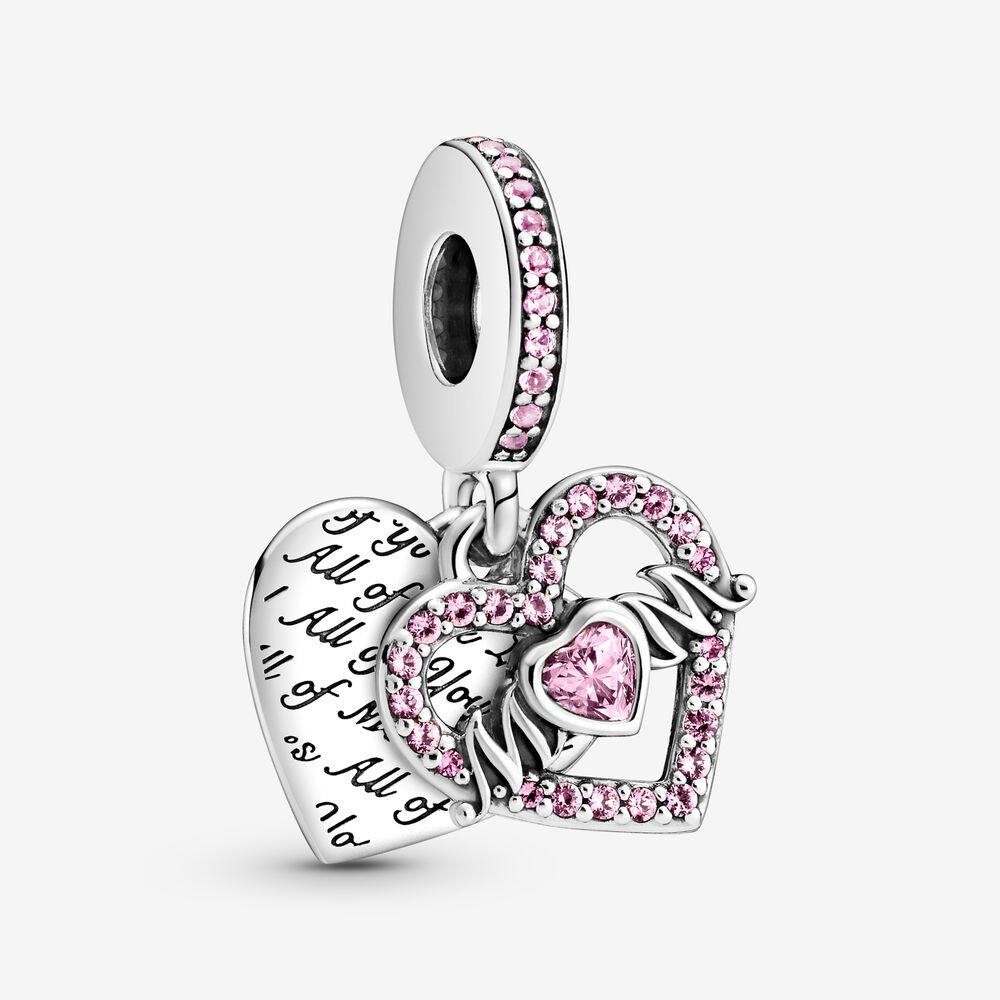 【Moments】Pan Heart & Mom Dangle Charm 799402C01 925 Silver Mother's Day pink Pendant