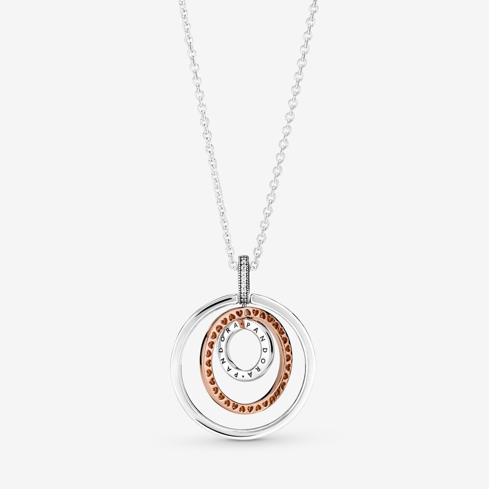 Pan Two-tone Circles Pendant & Necklace 925 silver circle 389483C01 Circle flip Sterling silver