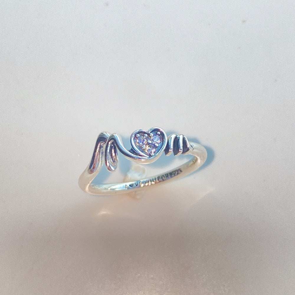 PAN Mom Pavé Heart Ring 191149C01 Simple 925 silver Mum LOVE YOU FOREVER