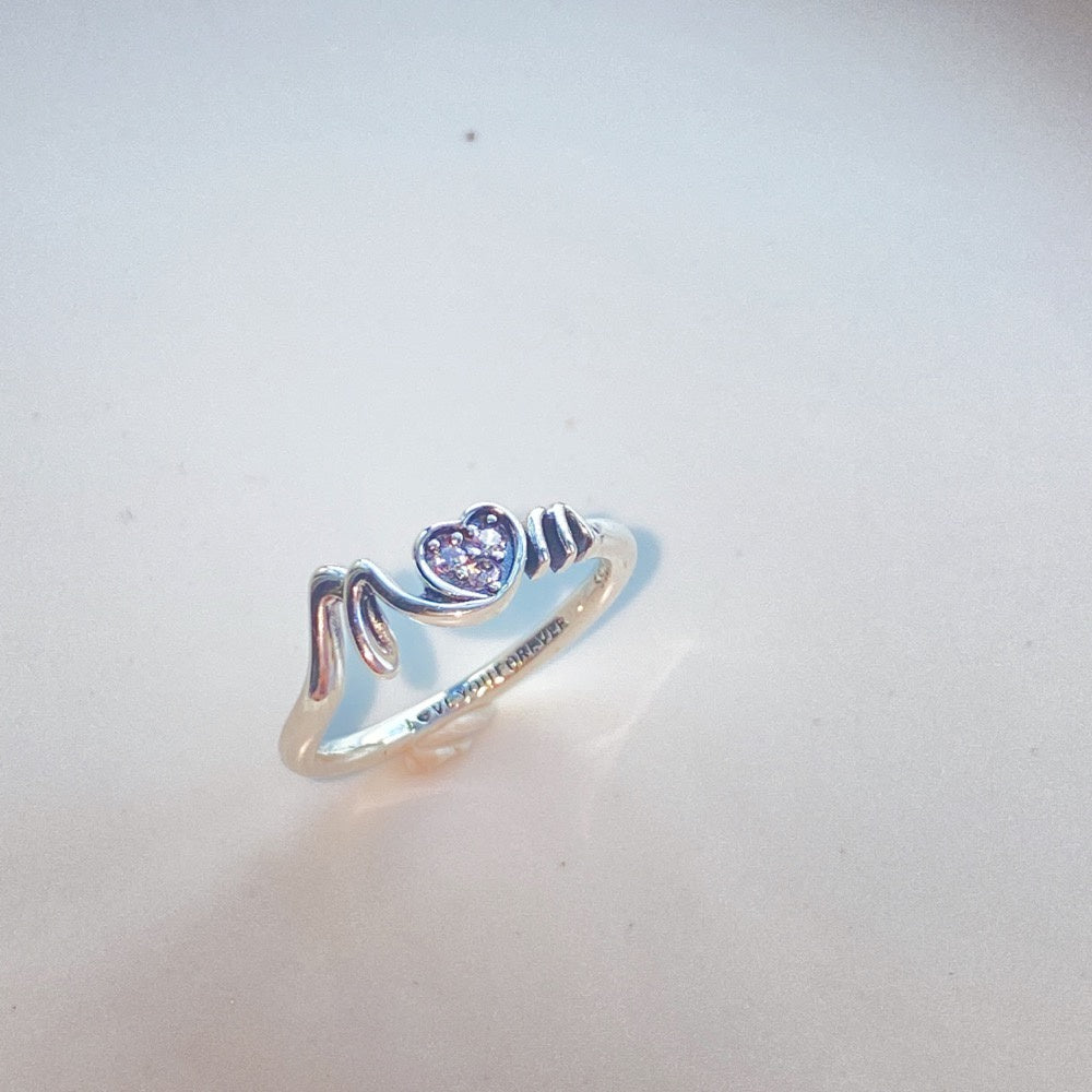 PAN Mom Pavé Heart Ring 191149C01 Simple 925 silver Mum LOVE YOU FOREVER