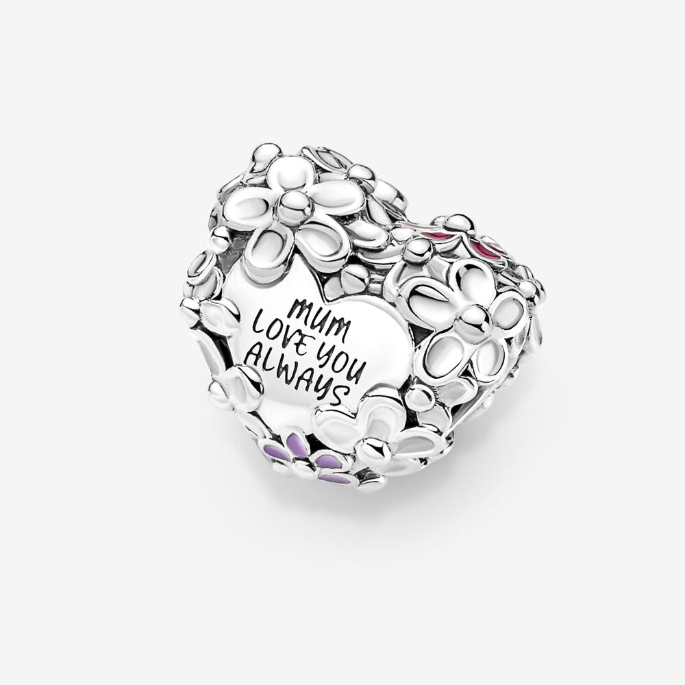 【Moments】Pan Mom Daisy Heart Charm 791155C01 925 Silver Mother's Day Family flower