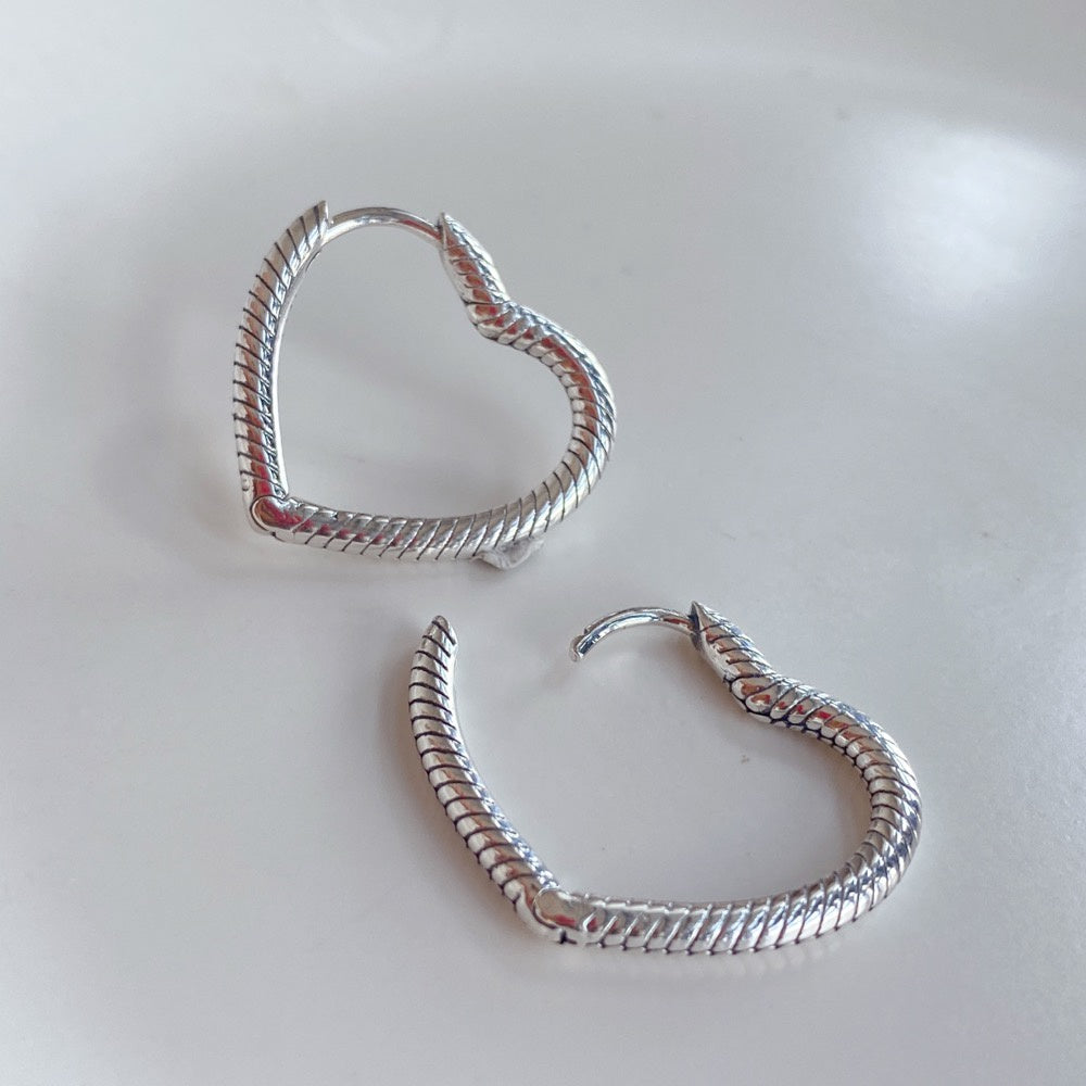 【Moments】Pan Moments Heart Charm Hoop Earrings 925 silver DIY earrings 292236C00