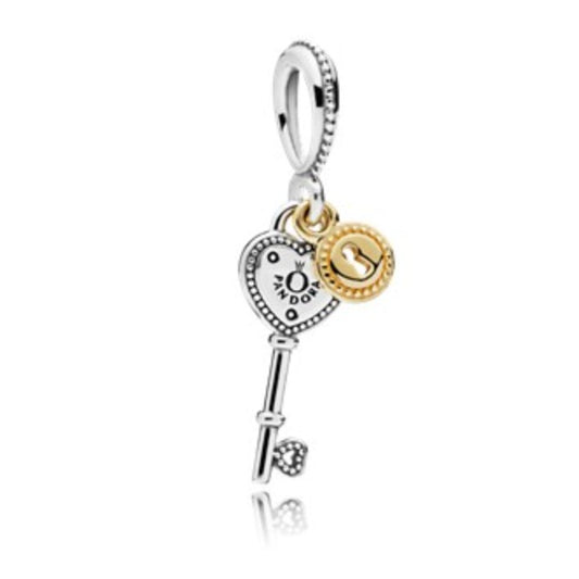 【Moments】 Key to Heart charm Two-tone 925 Silver for women gold pendant for pan 796593