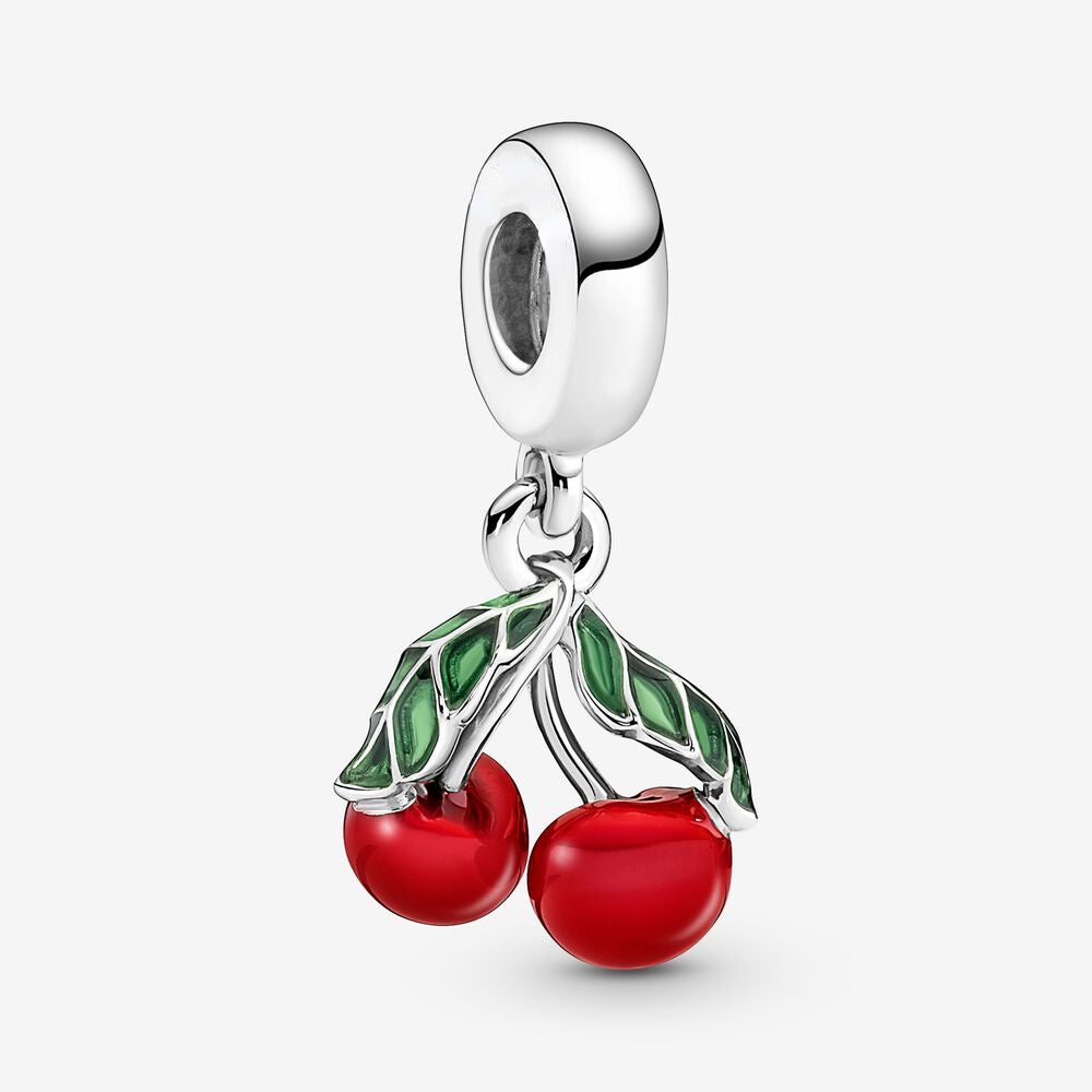 【Moments】Pan Asymmetrical Cherry Fruit Dangle Charm 791583C01 Red fruit pendant