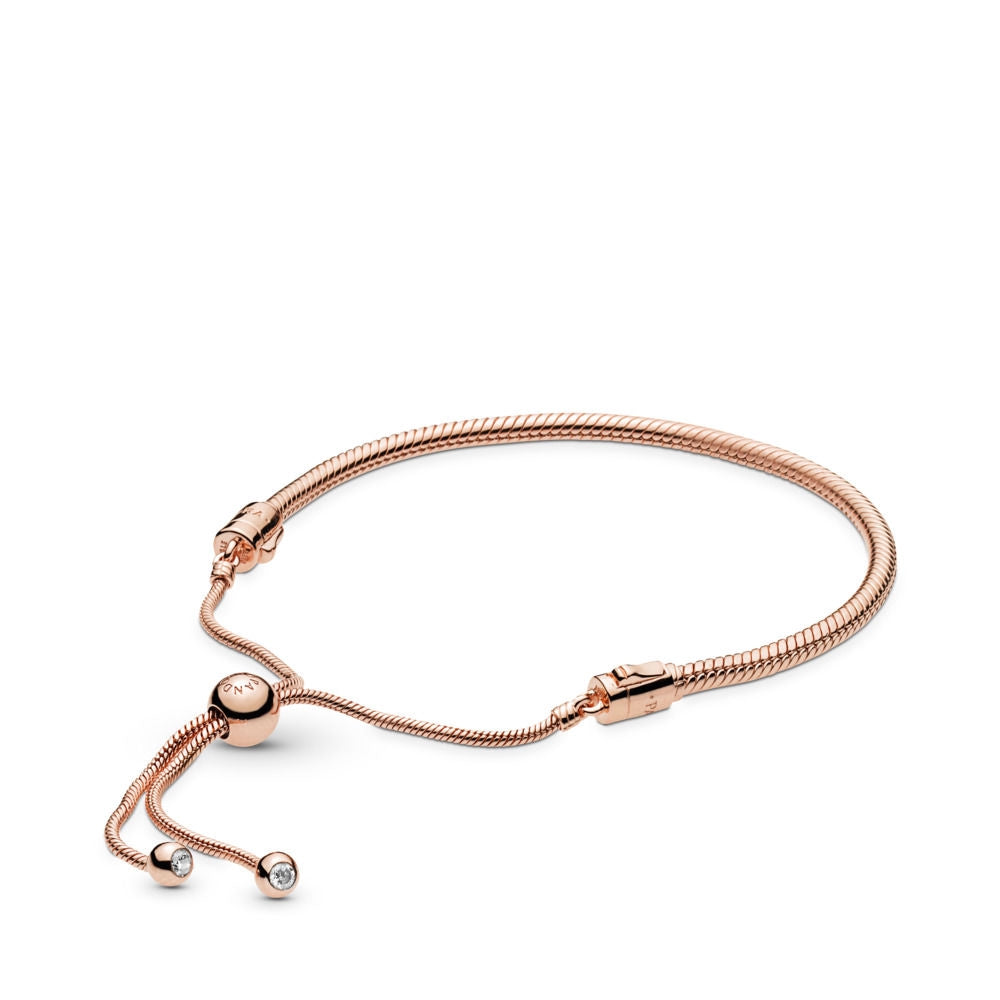 【Moments】PAN Snake Chain Slider Bracelet Rose gold free size 587125