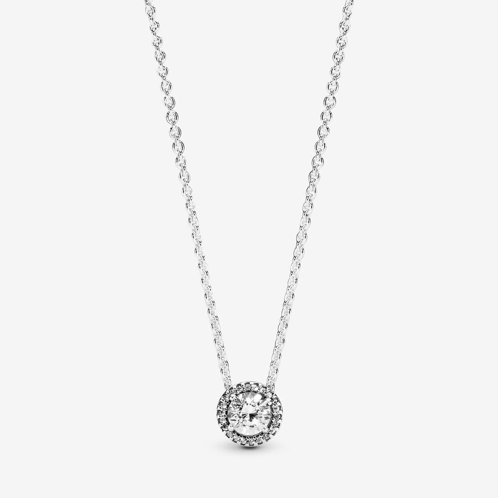 Round Sparkle Halo Necklace Classic Elegance Necklace 925 silver diamond Product rose gold 396240CZ