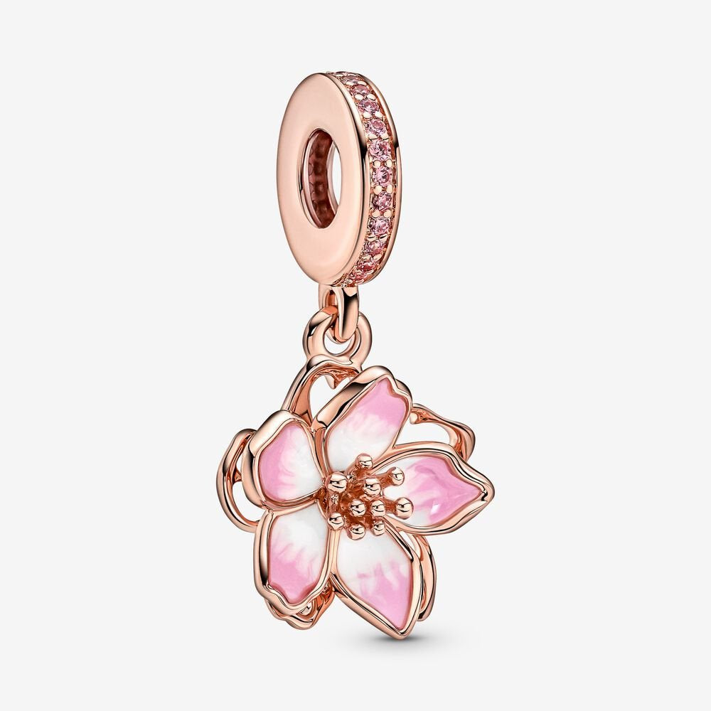 【Moments】PAN Cherry Blossom Dangle Charm pink Rose gold pendant 780667C01 Japanese flower