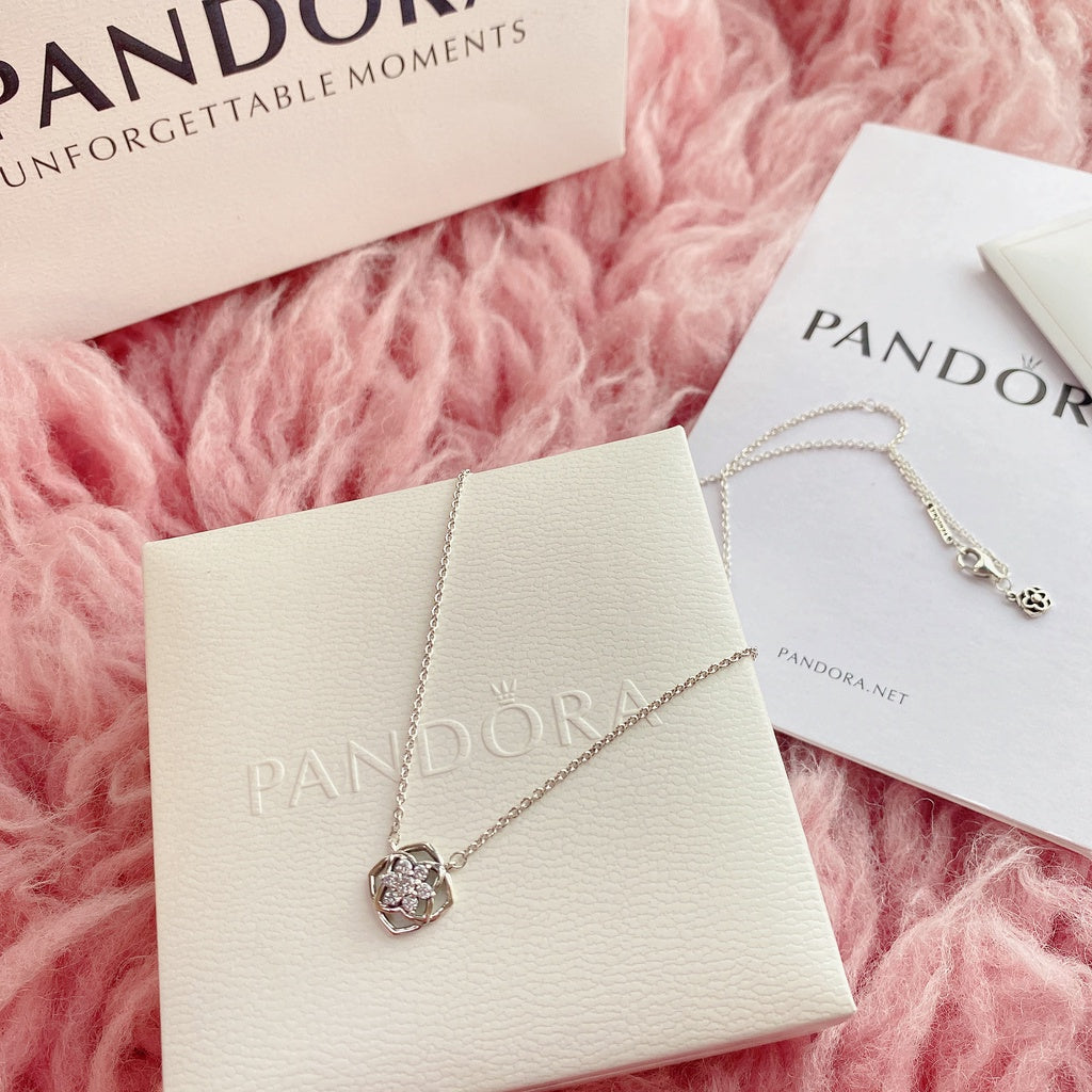 PAN Rose Petals Collier Necklace 399370C01 925 Sterling Silver diamond women 2021 new