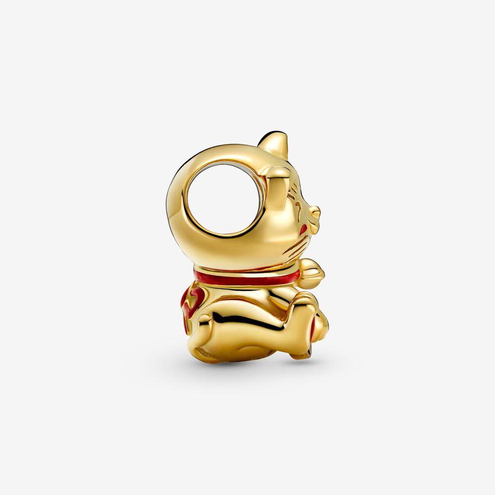 【Moments】Pan Cute Fortune Cat Charm gold Japan lucky cat 769271C01 2021 China new year animal