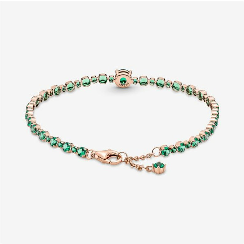 PAN Sparkling Pavé Tennis Bracelet 580044C01 Green Crystal for Women Girls 925 Sterling Silver