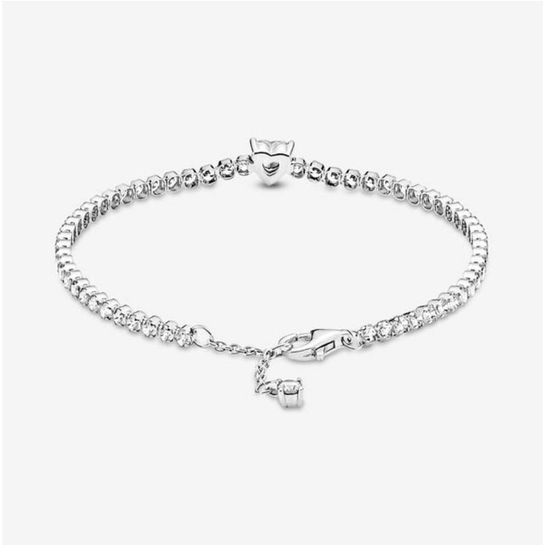 Pan Sparkling Heart Tennis Bracelet 580041C01 590041C01 925 silver women Zirconia pink rose gold