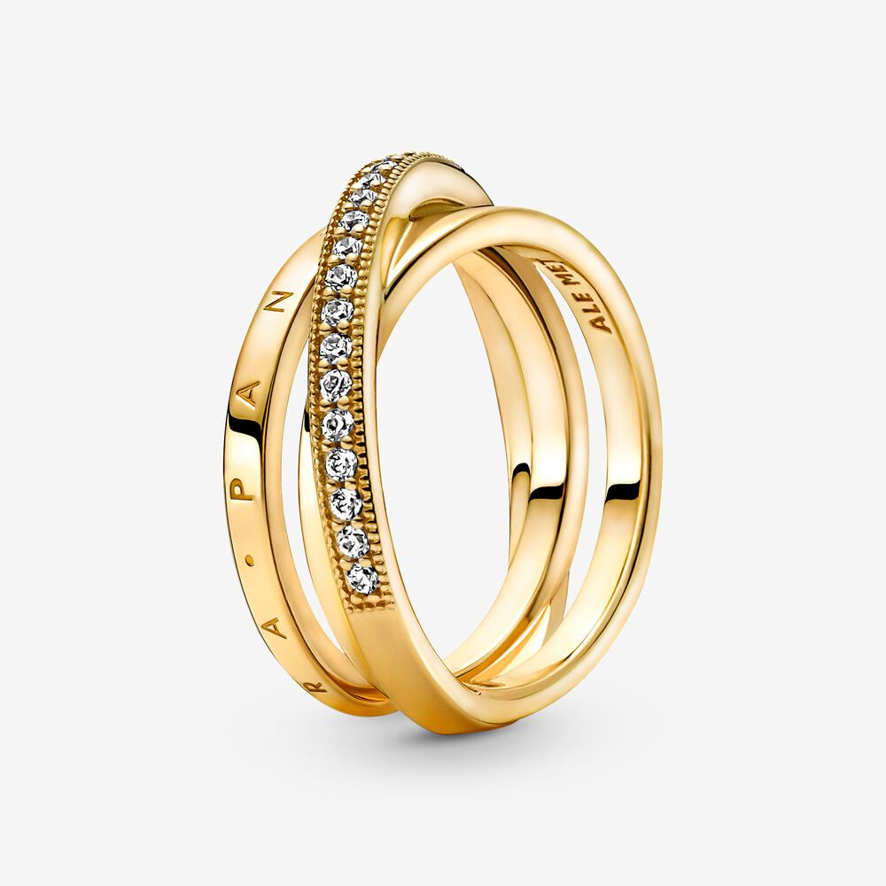 PAN Crossover Pavé Triple Band Ring gold for women men 169057C01