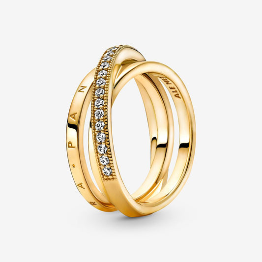 PAN Crossover Pavé Triple Band Ring gold for women men 169057C01