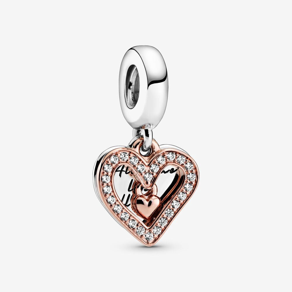 【MOMENTS】PAN Sparkling Freehand Heart Dangle Charm 925 Silver pendant 788693C01