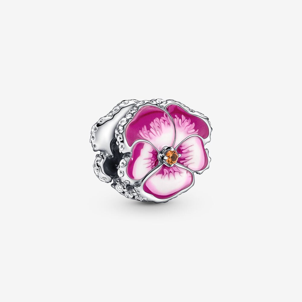 【Moments】PAN Deep Purple Pansy Flower Charm 780777C01 Rose gold 925 silver pink blue 790777C01 790777C02