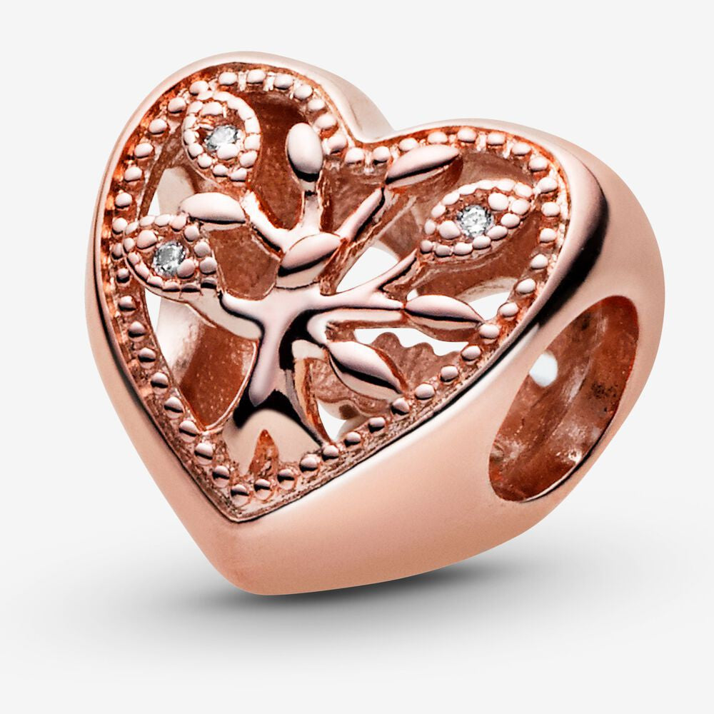 【Moments】PAN Openwork Family Tree Heart Charm 797058 788826C01 Rose gold 925 silver