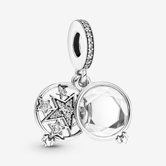 【Moments】PAN Magnified Star Double Dangle Charm 925 silver pendant 799640C01