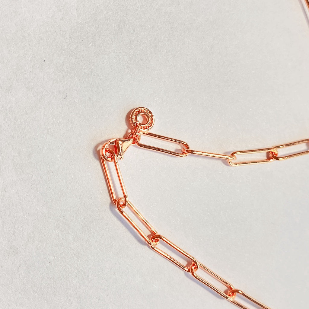 Pan Long Link Cable Chain Necklace rose gold 388349 Compatible With【Moments】DIY chain