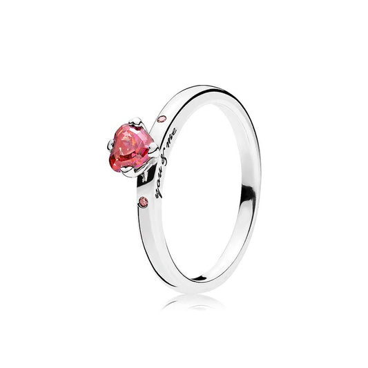 PAN You and Me Ring with box red heart for women 925 sivler ring ruby rose red 196574CZRMX