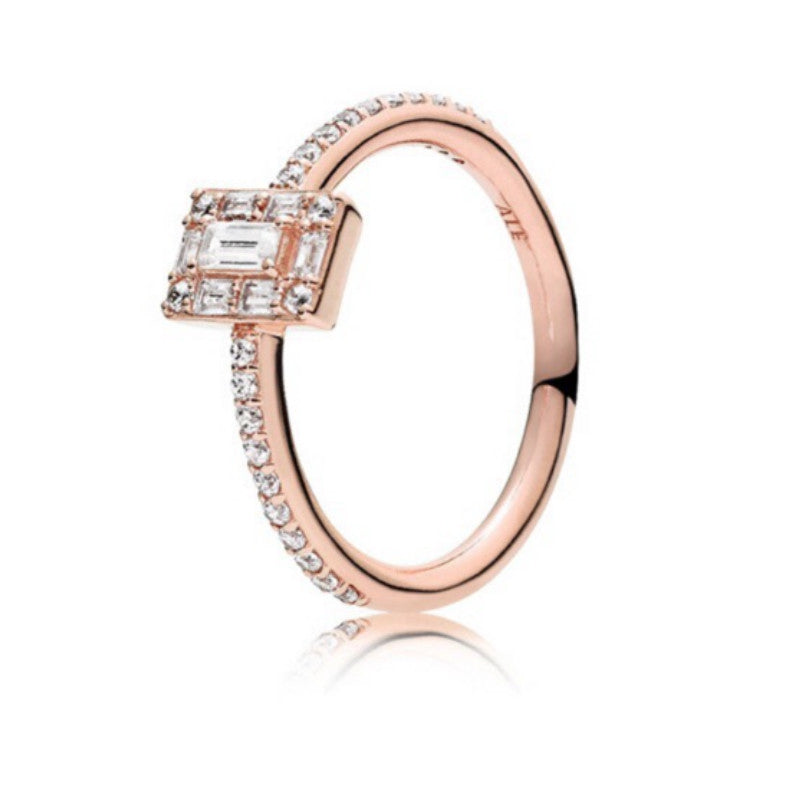 PAN Luminous Ice Ring 925 silver rose gold ring women 187541CZ 197541CZ