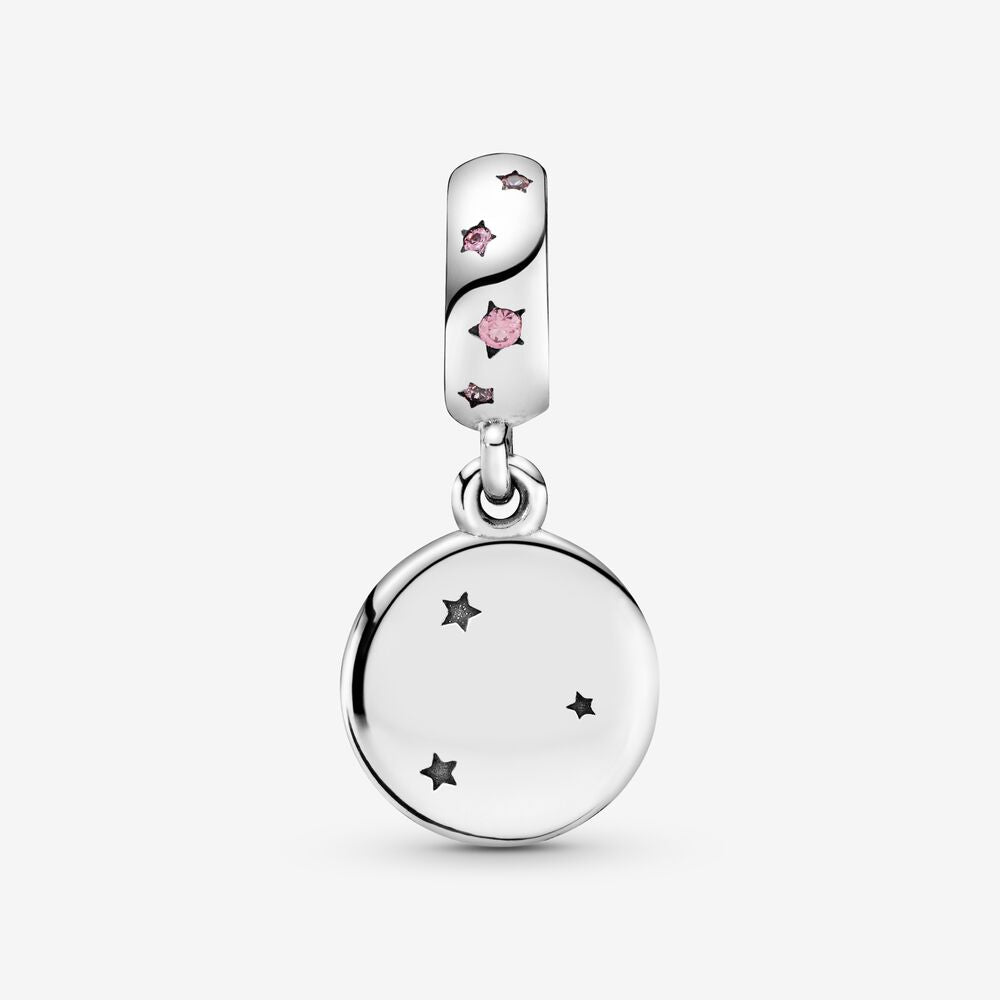 【MOMENTS】PAN Forever Sisters Dangle Charm pink star pendant 925 Silver 798012FPC