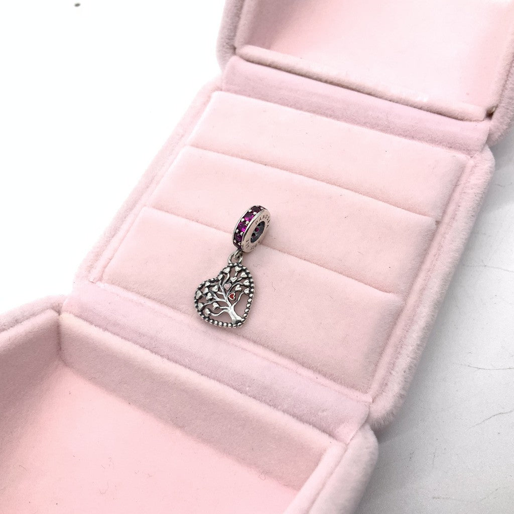 【Moments】 TREE OF LOVE HANGING CHARM PINK 925 SILVER Family 796592CZSMX