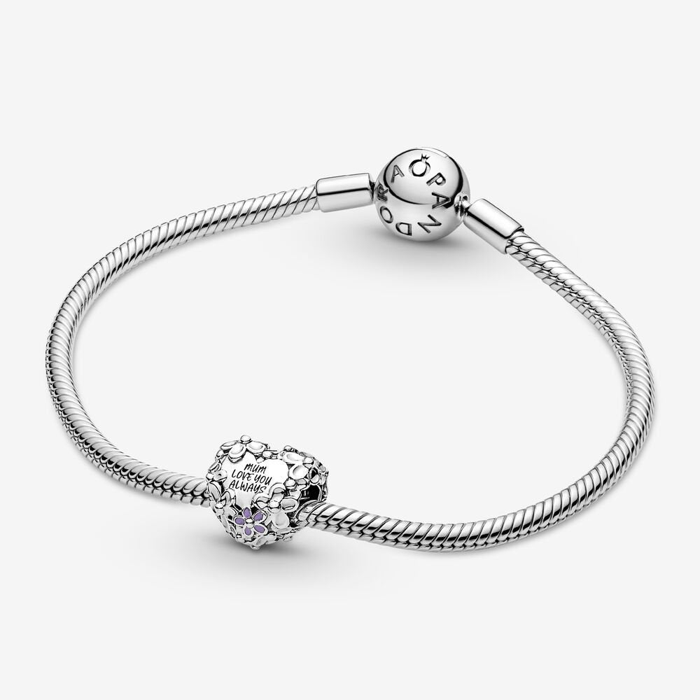 【Moments】Pan Mom Daisy Heart Charm 791155C01 925 Silver Mother's Day Family flower