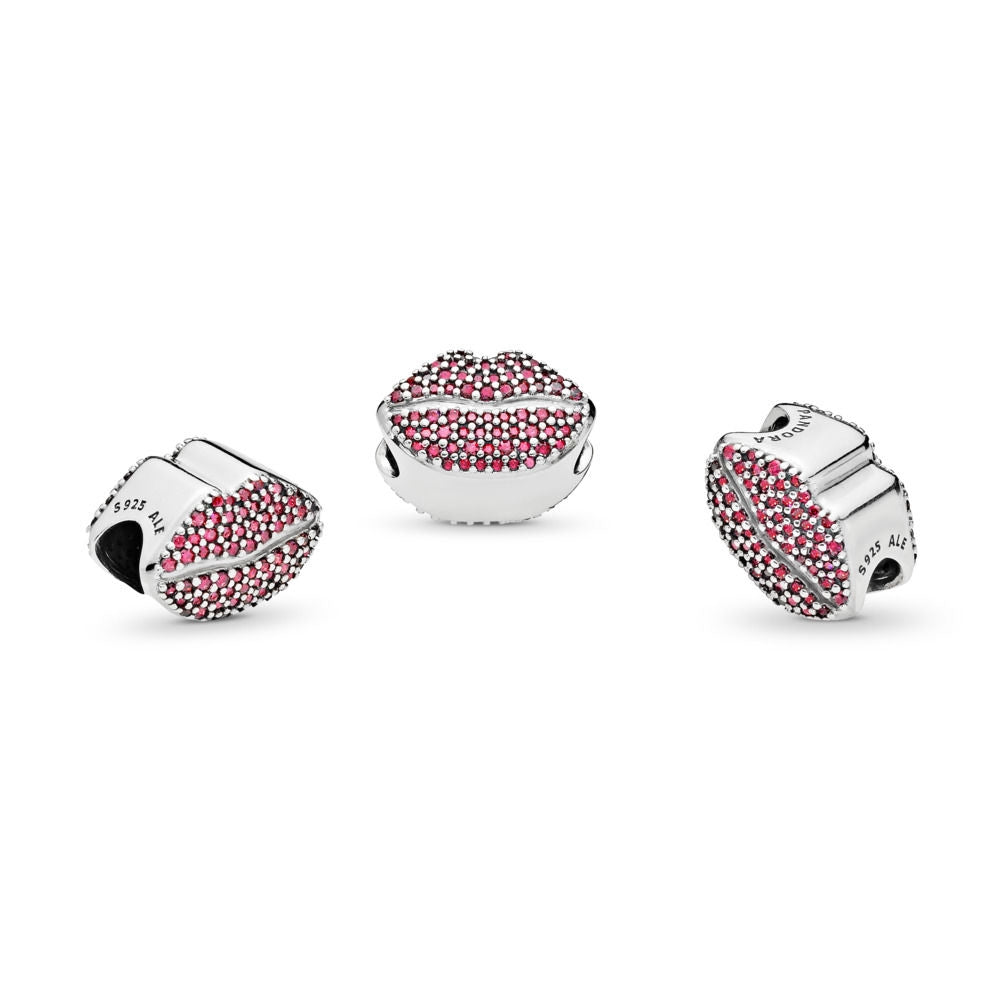 【Moments】 Pan KISS MORE CHARM 925 Silver Red CZ for women 796562CZR red