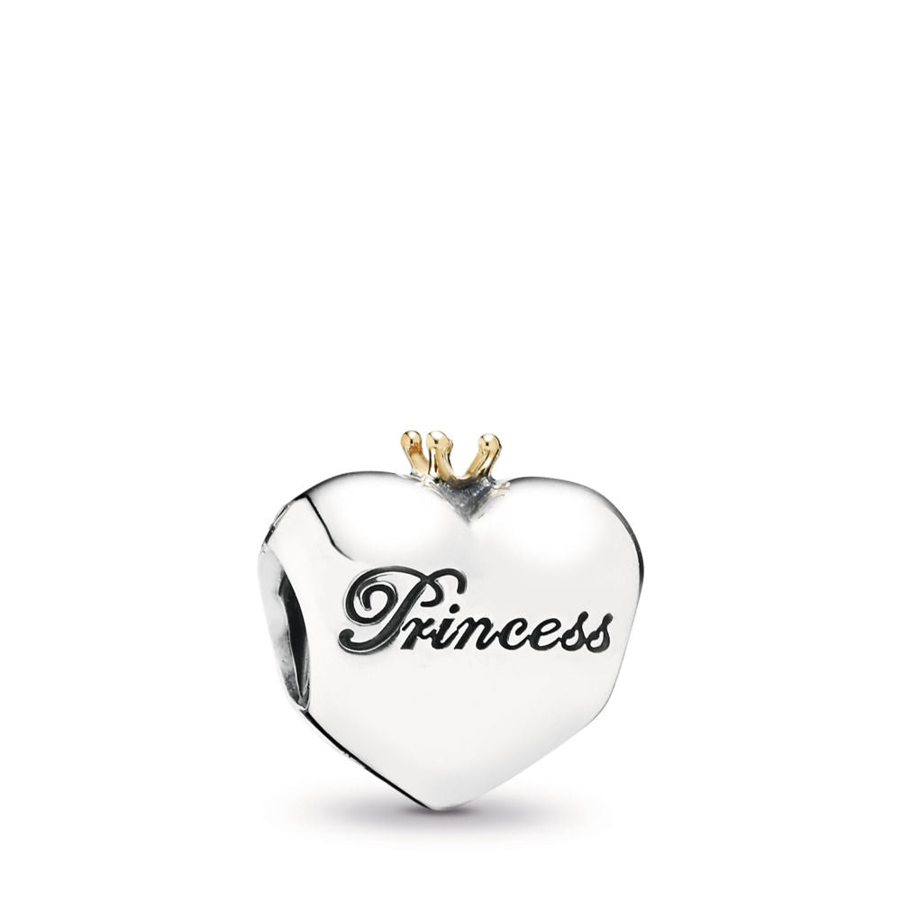 【Moments】PINK PRINCESS HEART SILVER CHARM 925 Silver pink Crown & Heart Charm 791375PCZ