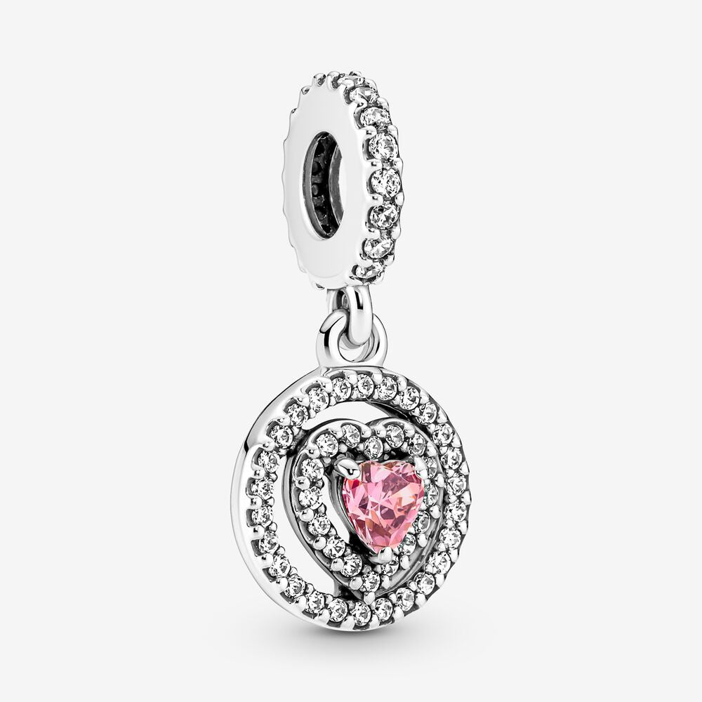 【Moments】Sparkling Double Halo Heart Dangle Charm 791476C01 Sterling silver 925 pendant