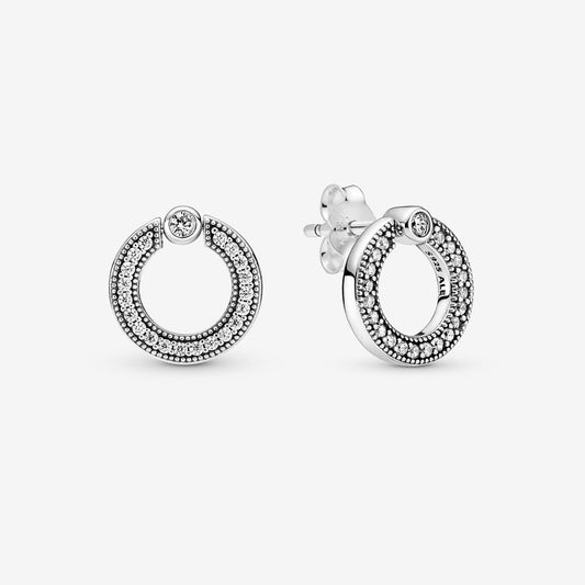 PAN Pavé & Logo Circle Reversible Stud Earrings stud pendant 299052C01 925 silver diamond 299486C01