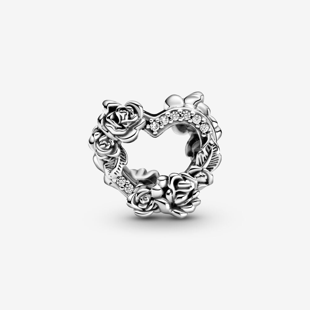 【Moments】Pan Open Heart & Rose Flowers Charm 799281C01 925 Silver 2021 Valentine's Day