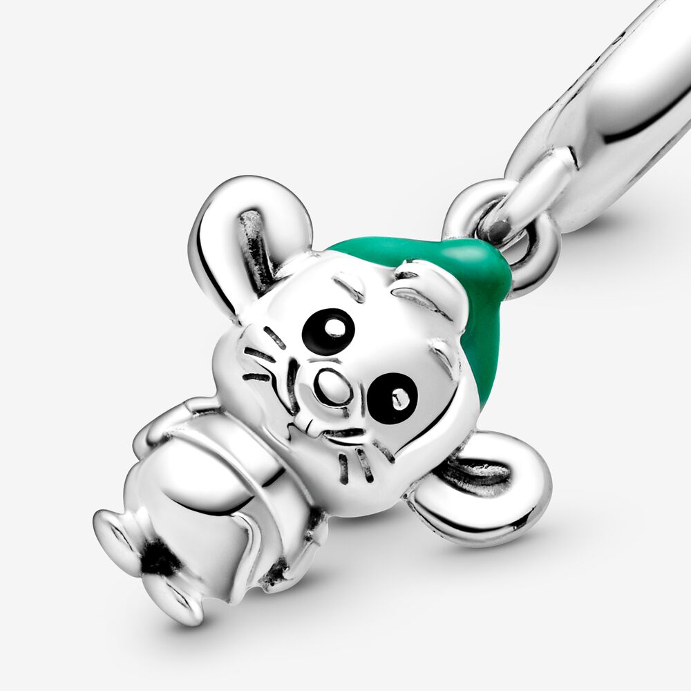 【Moments】PAN Disne* Cinderella Gus Mouse Dangle Charm pendant 798849C01 925 silver  green 2020 new