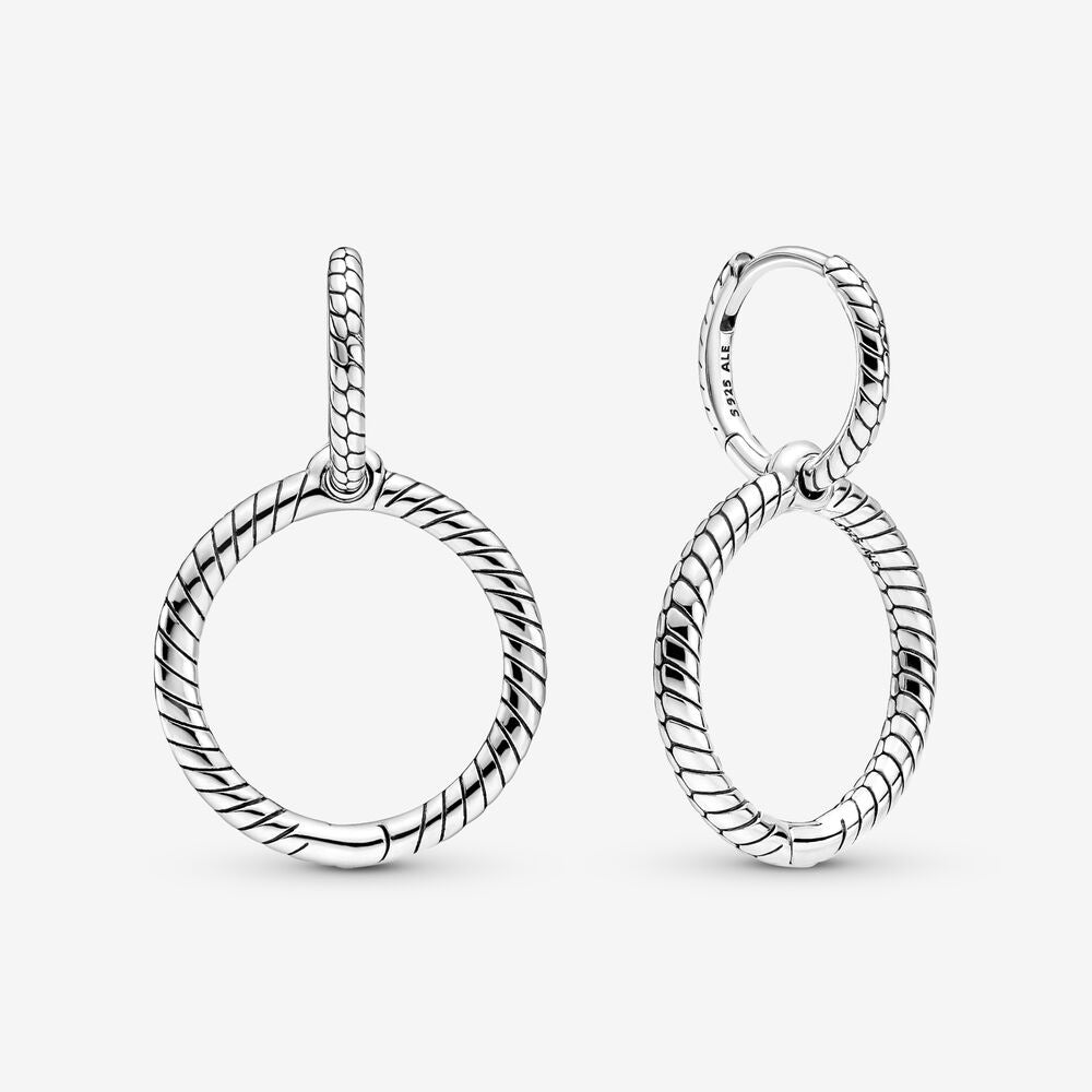 【Moments】PAN Charm Double Hoop Earrings 925 Sterling Silver 299562C00 Compatible With charm