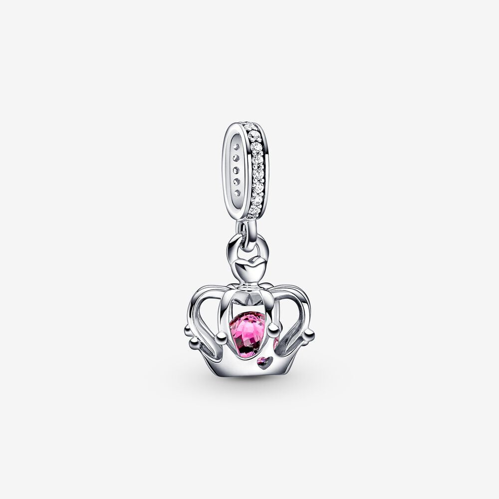 【Moments】PAN Regal Crown Dangle Charm 790231C01 Pink crystal pendant 925 silver