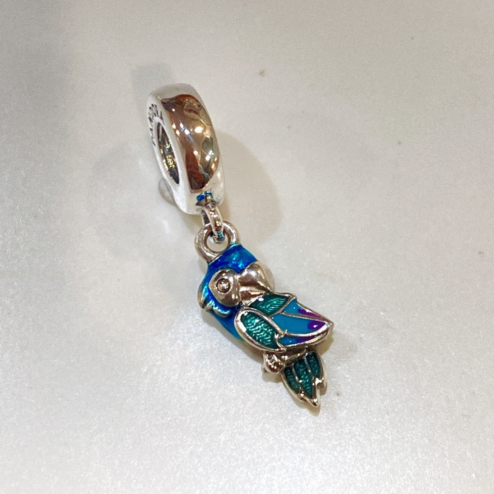 【Moments】Pan Jungle Paradise Parrot Dangle Charm 791679C01 Blue cartoon animal pendant