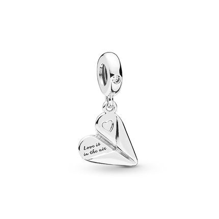 【Moments】PAN Heart Paper Plane Hanging Charm pendant 925 silver for pan 797876CZ