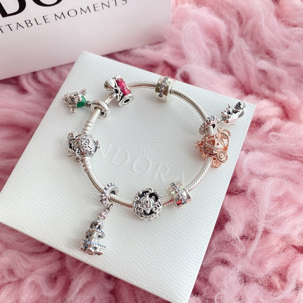 【Moments】Cinderella Pumpkin Coach Clasp PAN Moments Bracelet 925 silver 599190C01 for women kids