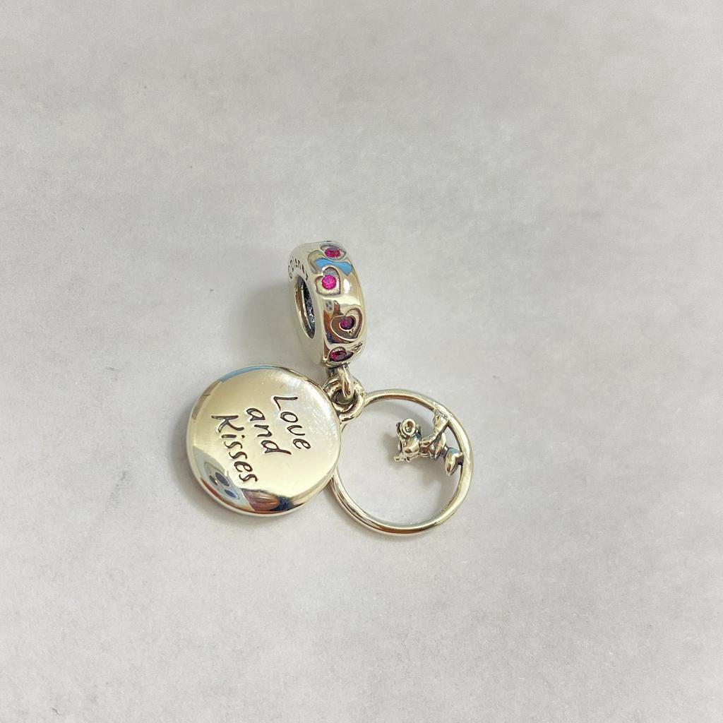 【Moments】Pan Mickey Mouse & Minnie Mouse Love and Kisses Dangle Charm 799298C01 925 Silver
