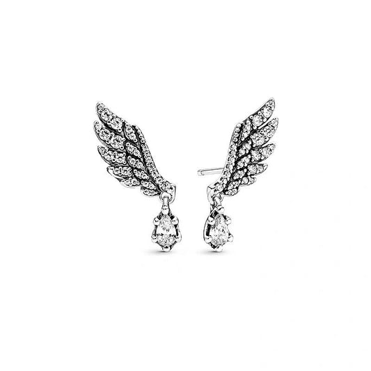 Pan Dangling Angel Wing Stud Earrings 925 silver for women diamond 298493C01