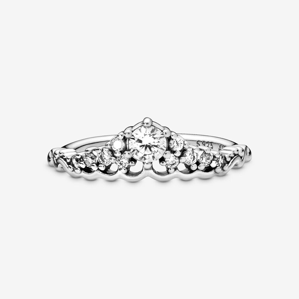 PAN Fairytale Tiara Ring 925 silver diamond women Lace crown Sterling silver 196226CZ